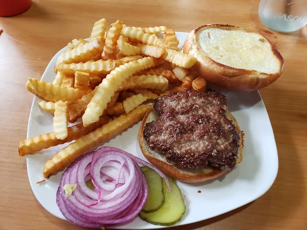 1 3 lb Hamburger with Onions & Pickles & a Side Order of French Fries